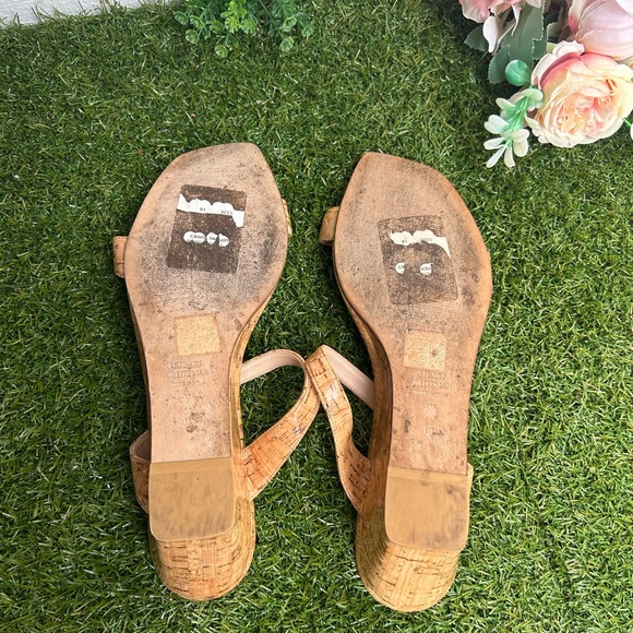 STUART WEITZMAN Aleena Square Toe Wedge Slide SANDAL size SIZE 10 Natural. Cork - Picture 16 of 16
